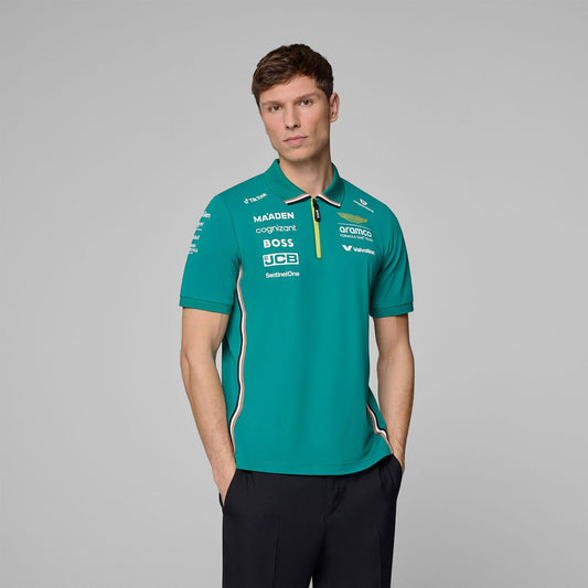 Polo Aston Martin 2025 Team Oficial con Detalles BOSS